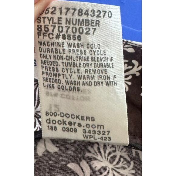 Dockers Brown White 12 Floral Stretch Front Closure w/Pockets Skirt Skort - Picture 4 of 7